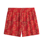 Chinese Cherry Blossom Pattern Print Mesh Shorts