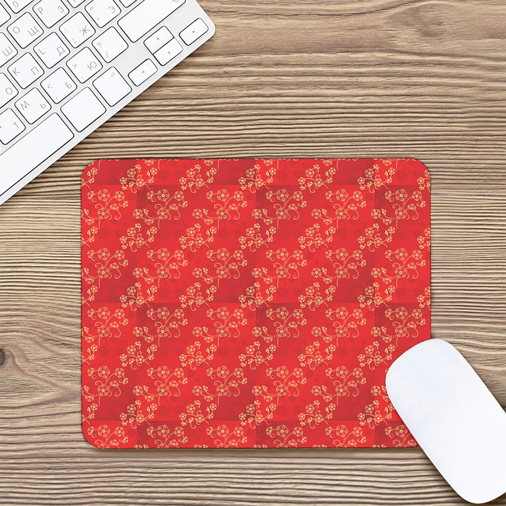 Chinese Cherry Blossom Pattern Print Mouse Pad