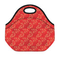 Chinese Cherry Blossom Pattern Print Neoprene Lunch Bag