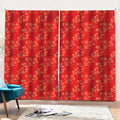 Chinese Cherry Blossom Pattern Print Pencil Pleat Curtains