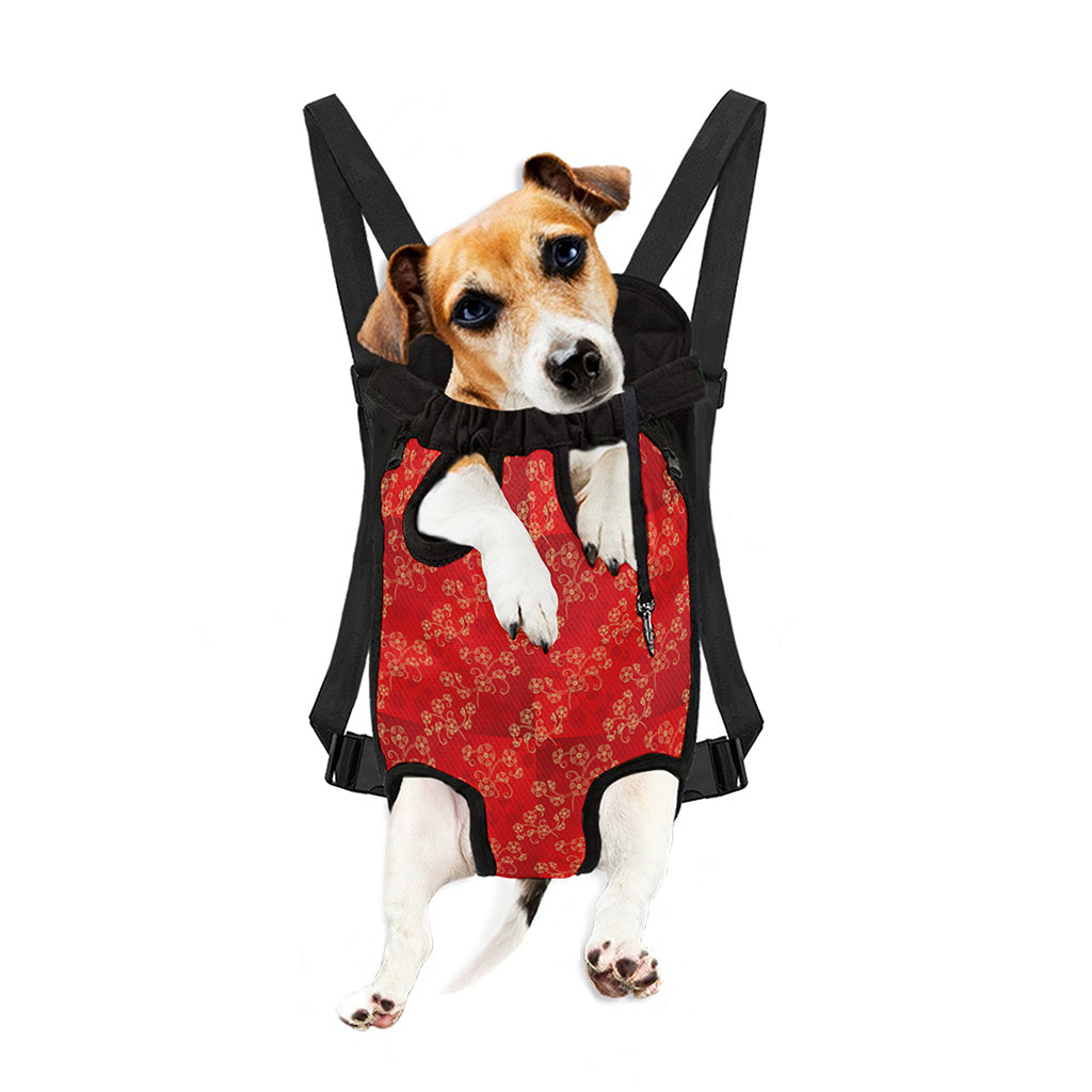 Chinese Cherry Blossom Pattern Print Pet Carrier Backpack