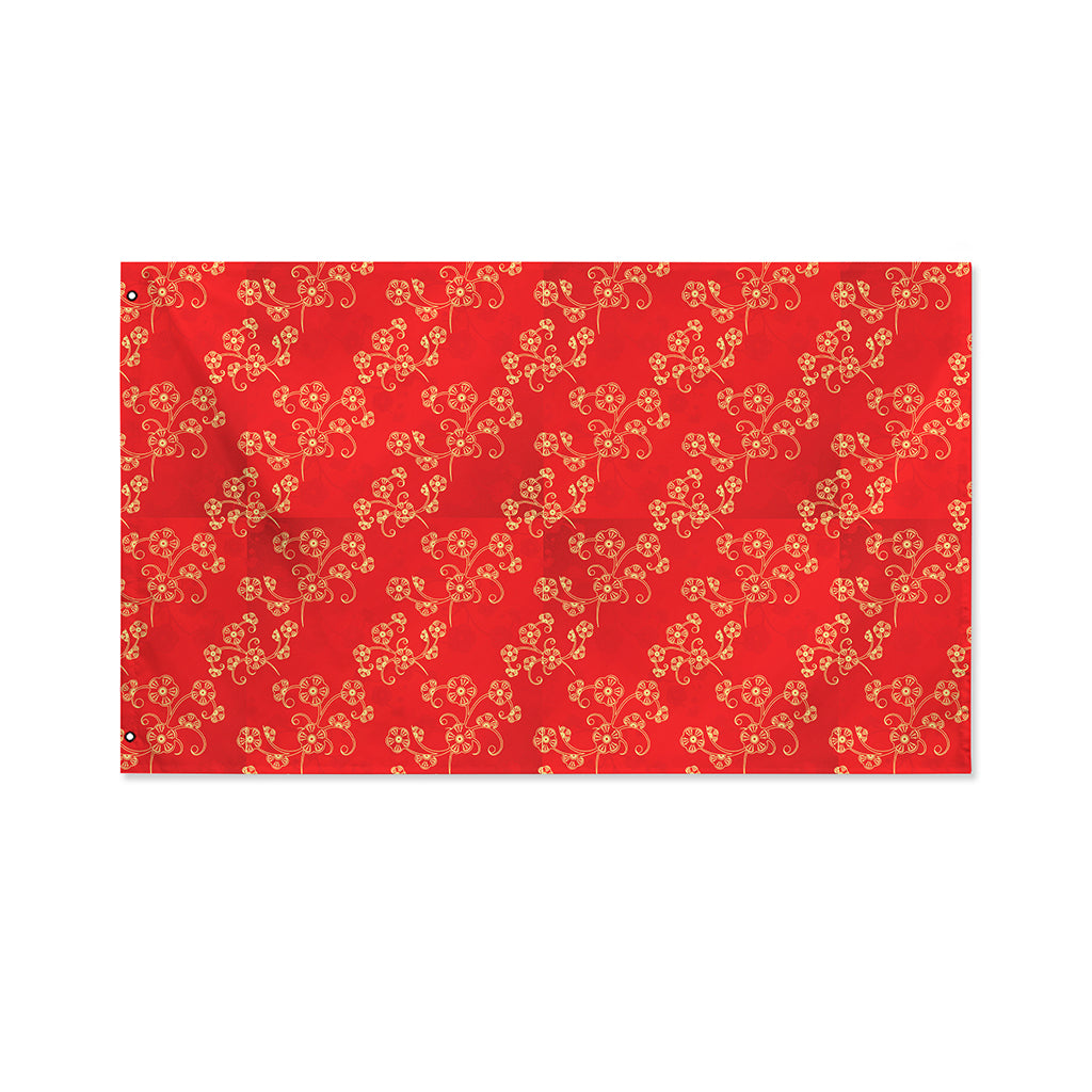 Chinese Cherry Blossom Pattern Print Polyester Flag