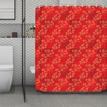 Chinese Cherry Blossom Pattern Print Polyester Shower Curtain