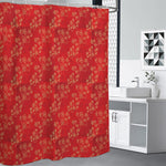 Chinese Cherry Blossom Pattern Print Premium Shower Curtain