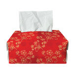 Chinese Cherry Blossom Pattern Print Rectangle Tissue Box Cover
