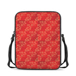 Chinese Cherry Blossom Pattern Print Rectangular Crossbody Bag