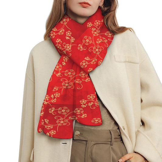 Chinese Cherry Blossom Pattern Print Scarf