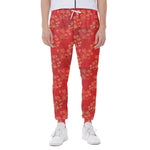 Chinese Cherry Blossom Pattern Print Scuba Joggers