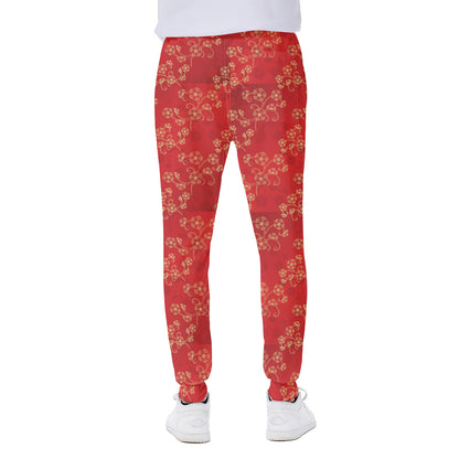 Chinese Cherry Blossom Pattern Print Scuba Joggers