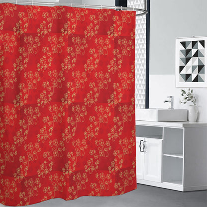 Chinese Cherry Blossom Pattern Print Shower Curtain