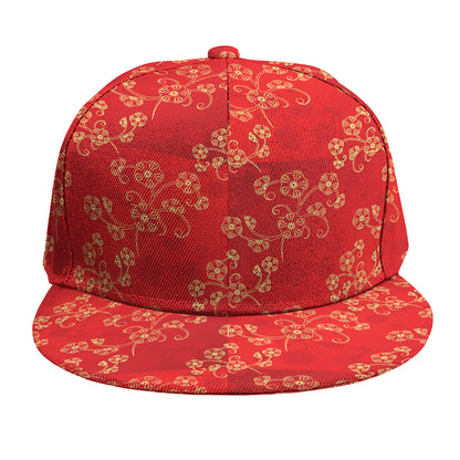 Chinese Cherry Blossom Pattern Print Snapback Cap