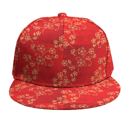 Chinese Cherry Blossom Pattern Print Snapback Cap