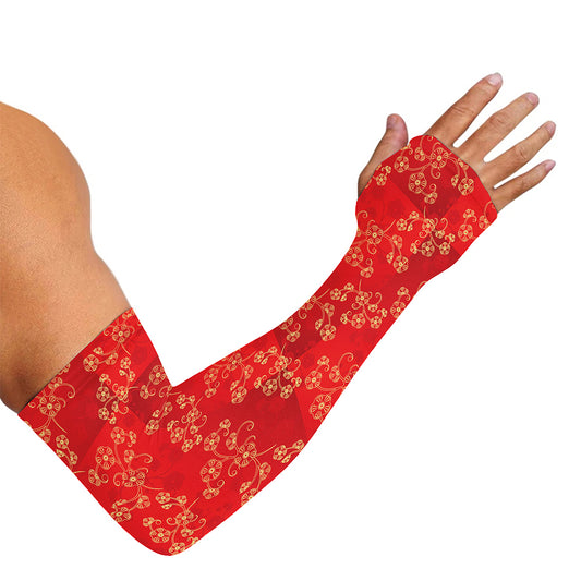 Chinese Cherry Blossom Pattern Print Sun Protection Arm Sleeves