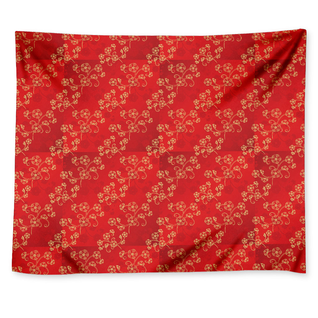 Chinese Cherry Blossom Pattern Print Tapestry