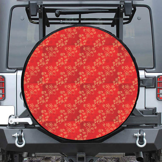 Chinese Cherry Blossom Pattern Print Tire Cover