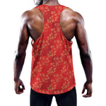 Chinese Cherry Blossom Pattern Print Training Tank Top