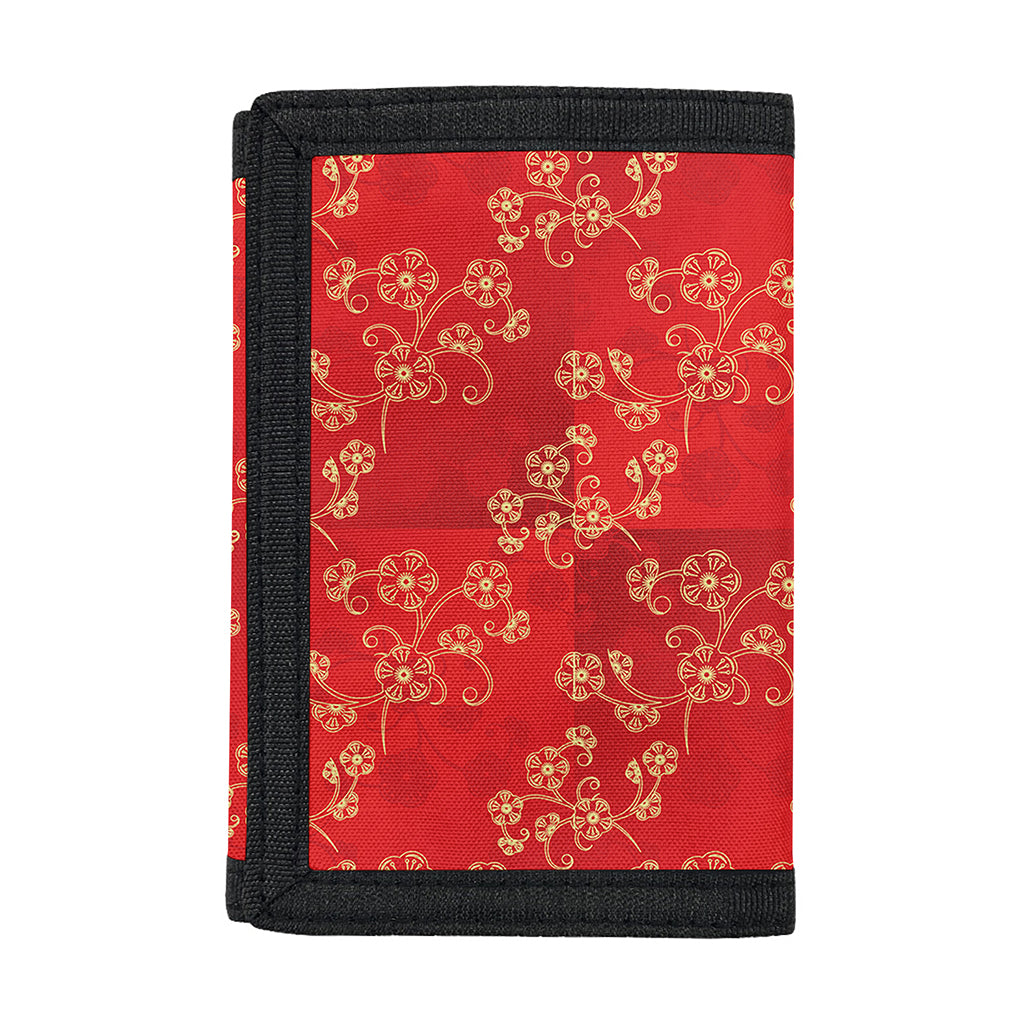 Chinese Cherry Blossom Pattern Print Trifold Wallet