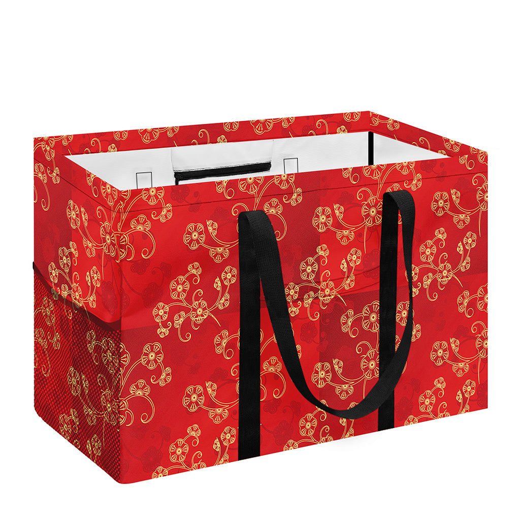 Chinese Cherry Blossom Pattern Print Utility Tote Bag