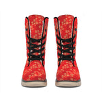 Chinese Cherry Blossom Pattern Print Winter Boots
