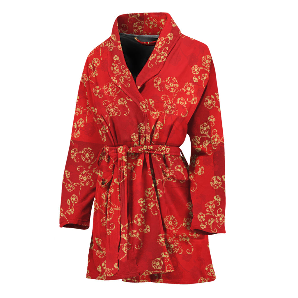 Chinese Cherry Blossom Pattern Print Women's Bathrobe