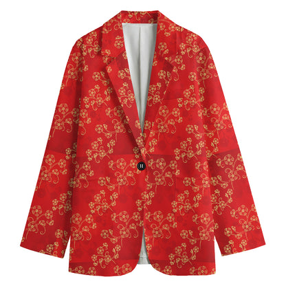 Chinese Cherry Blossom Pattern Print Women's Blazer