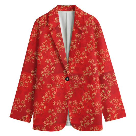 Chinese Cherry Blossom Pattern Print Women's Blazer
