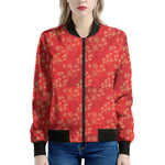 Chinese Cherry Blossom Pattern Print Women's Bomber Jacket