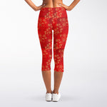 Chinese Cherry Blossom Pattern Print Women's Capri Leggings