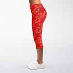 Chinese Cherry Blossom Pattern Print Women's Capri Leggings