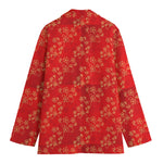 Chinese Cherry Blossom Pattern Print Women's Cotton Blazer