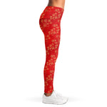Chinese Cherry Blossom Pattern Print Women's Leggings