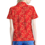 Chinese Cherry Blossom Pattern Print Women's Polo Shirt