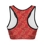 Chinese Cherry Blossom Pattern Print Women's Sports Bra