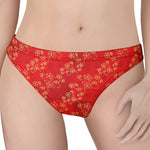 Chinese Cherry Blossom Pattern Print Women's Thong