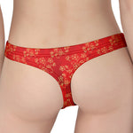 Chinese Cherry Blossom Pattern Print Women's Thong