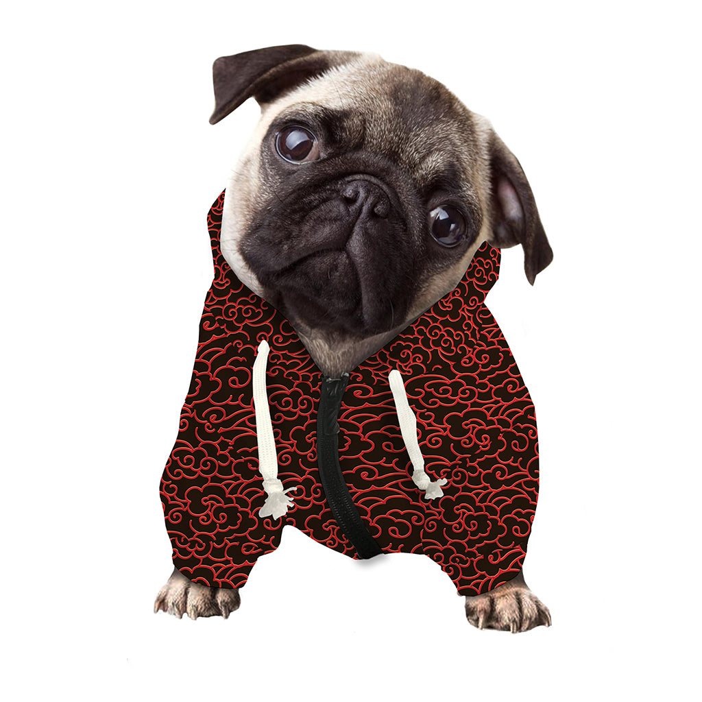Chinese Cloud Pattern Print Dog Zip Up Hoodie