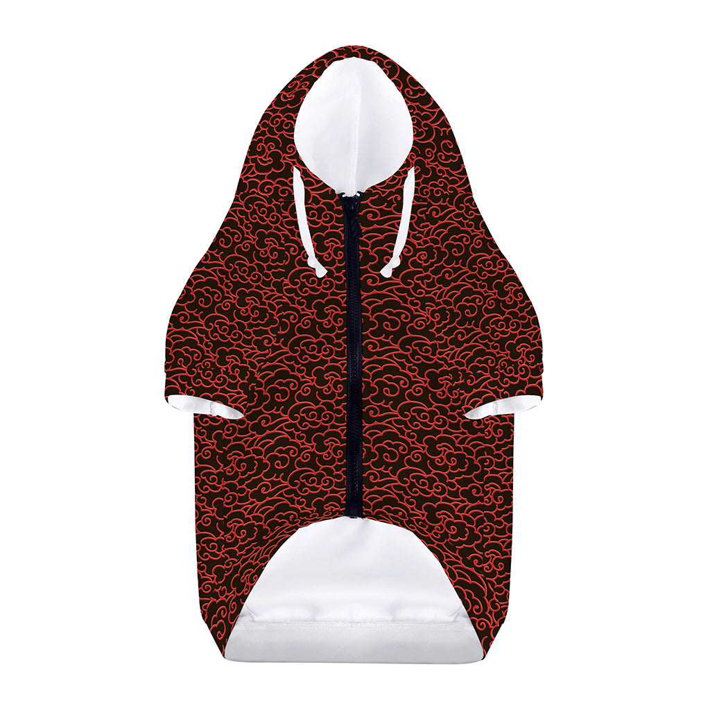 Chinese Cloud Pattern Print Dog Zip Up Hoodie
