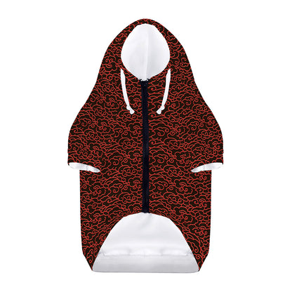 Chinese Cloud Pattern Print Dog Zip Up Hoodie