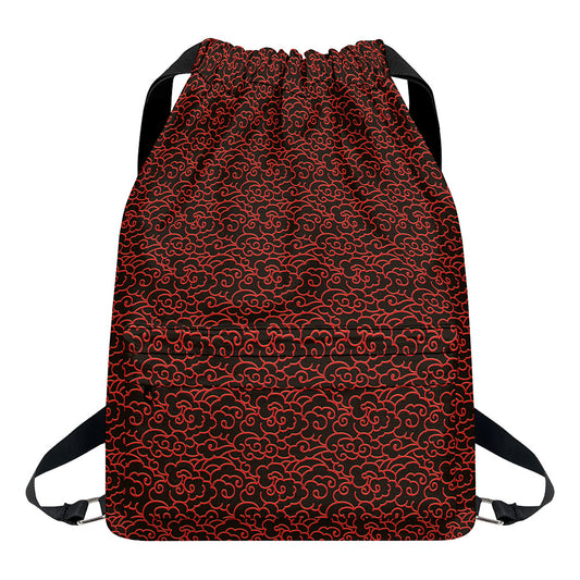 Chinese Cloud Pattern Print Drawstring Backpack