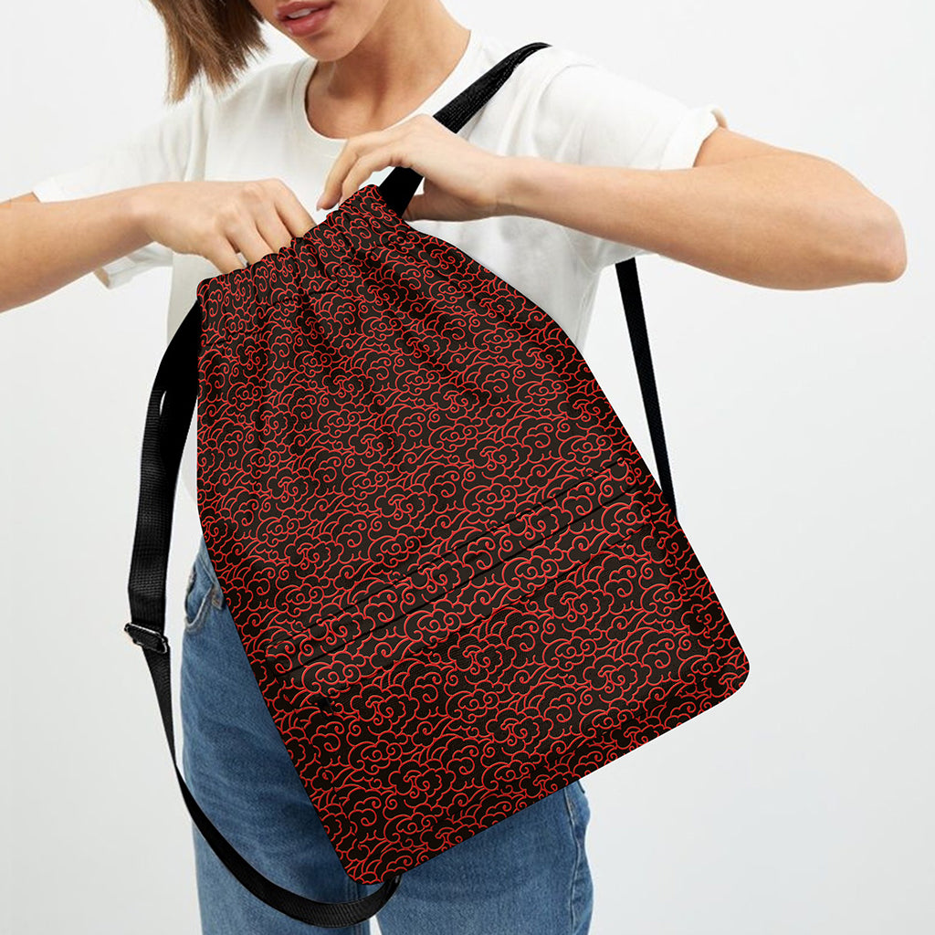 Chinese Cloud Pattern Print Drawstring Backpack