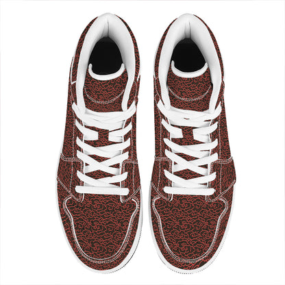 Chinese Cloud Pattern Print High Top Leather Sneakers