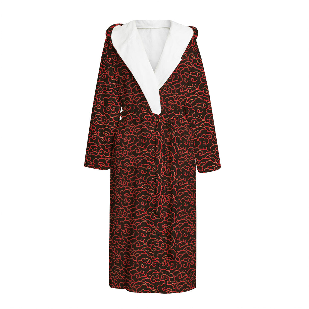 Chinese Cloud Pattern Print Hooded Bathrobe