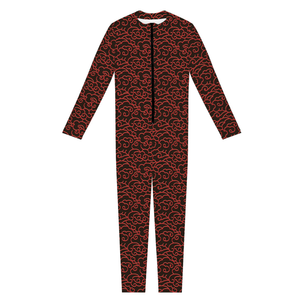 Chinese Cloud Pattern Print Jumpsuit