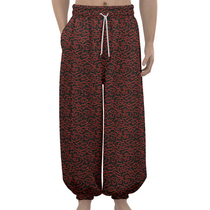 Chinese Cloud Pattern Print Lantern Pants