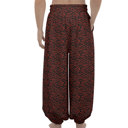 Chinese Cloud Pattern Print Lantern Pants