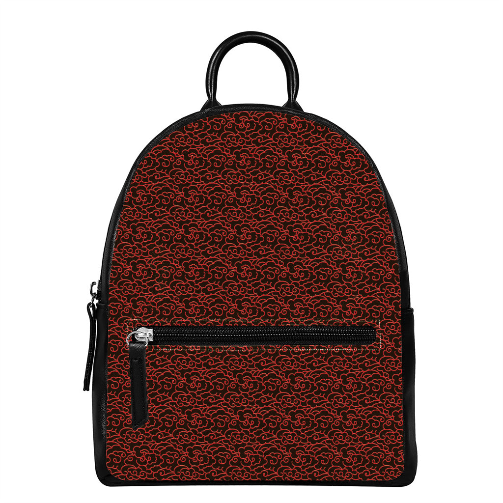 Chinese Cloud Pattern Print Leather Backpack