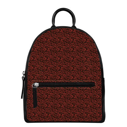 Chinese Cloud Pattern Print Leather Backpack