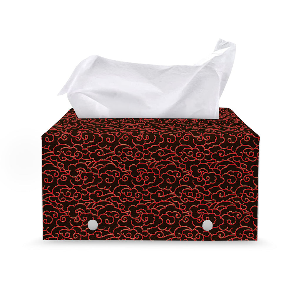 Chinese Cloud Pattern Print Leather Tissue Box Cover