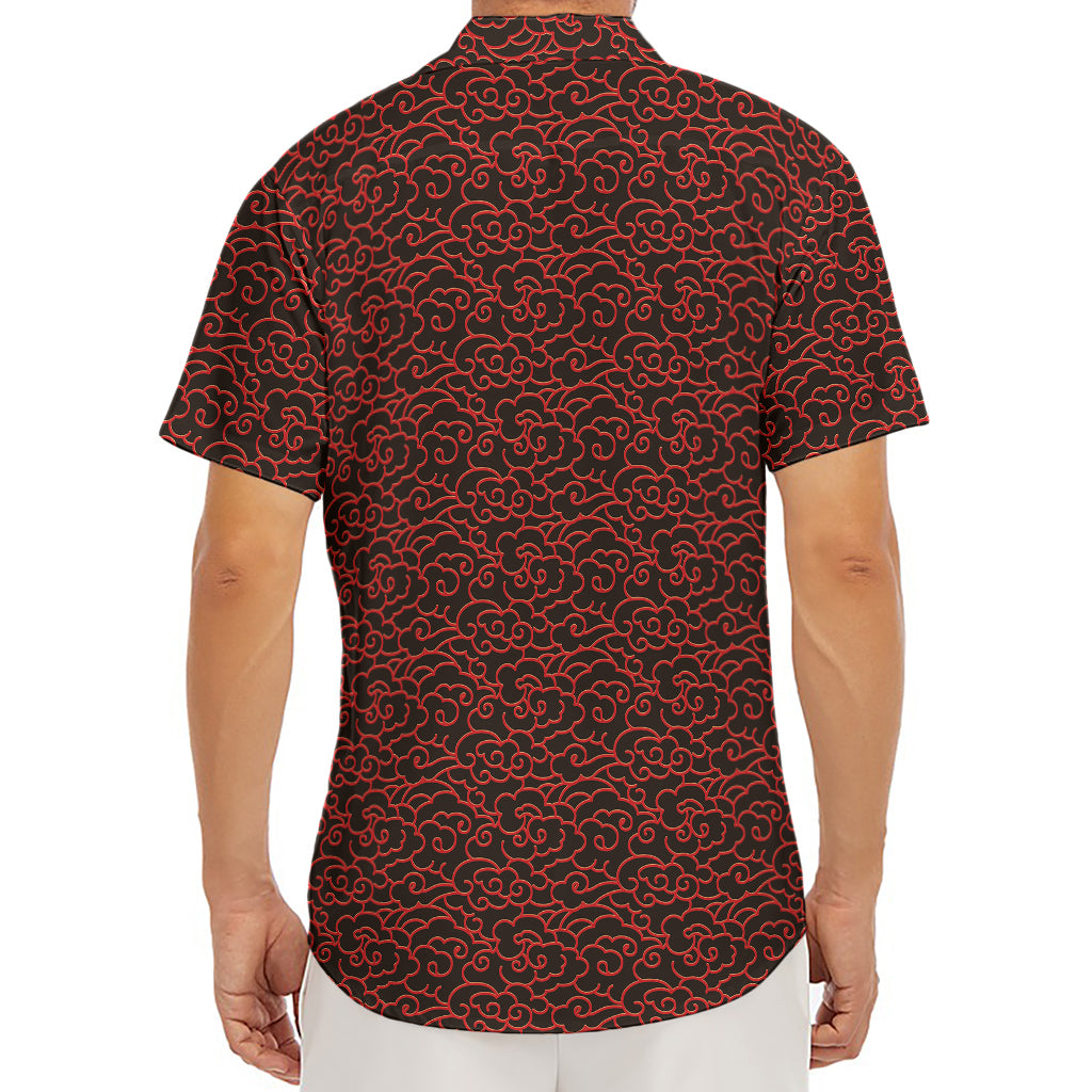 Chinese Cloud Pattern Print Men's Deep V-Neck Shirt