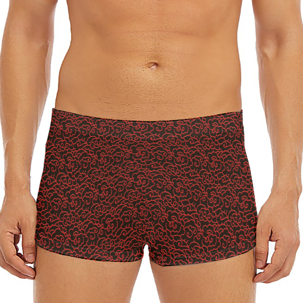 Chinese Cloud Pattern Print Men's Short Boxer Briefs